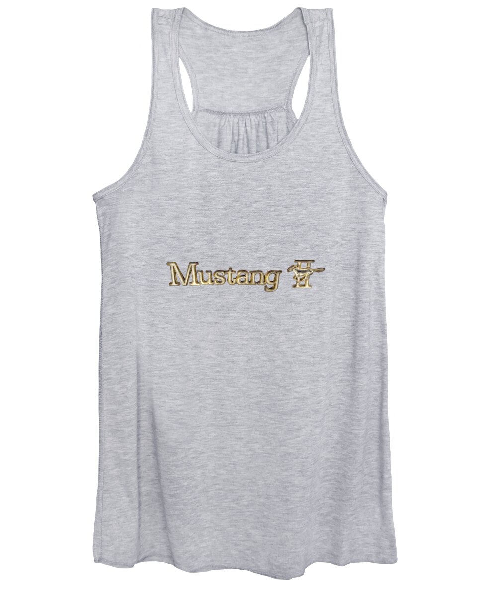 Automotive Women's Tank Top featuring the photograph Mustang II Chrome Emblem by YoPedro