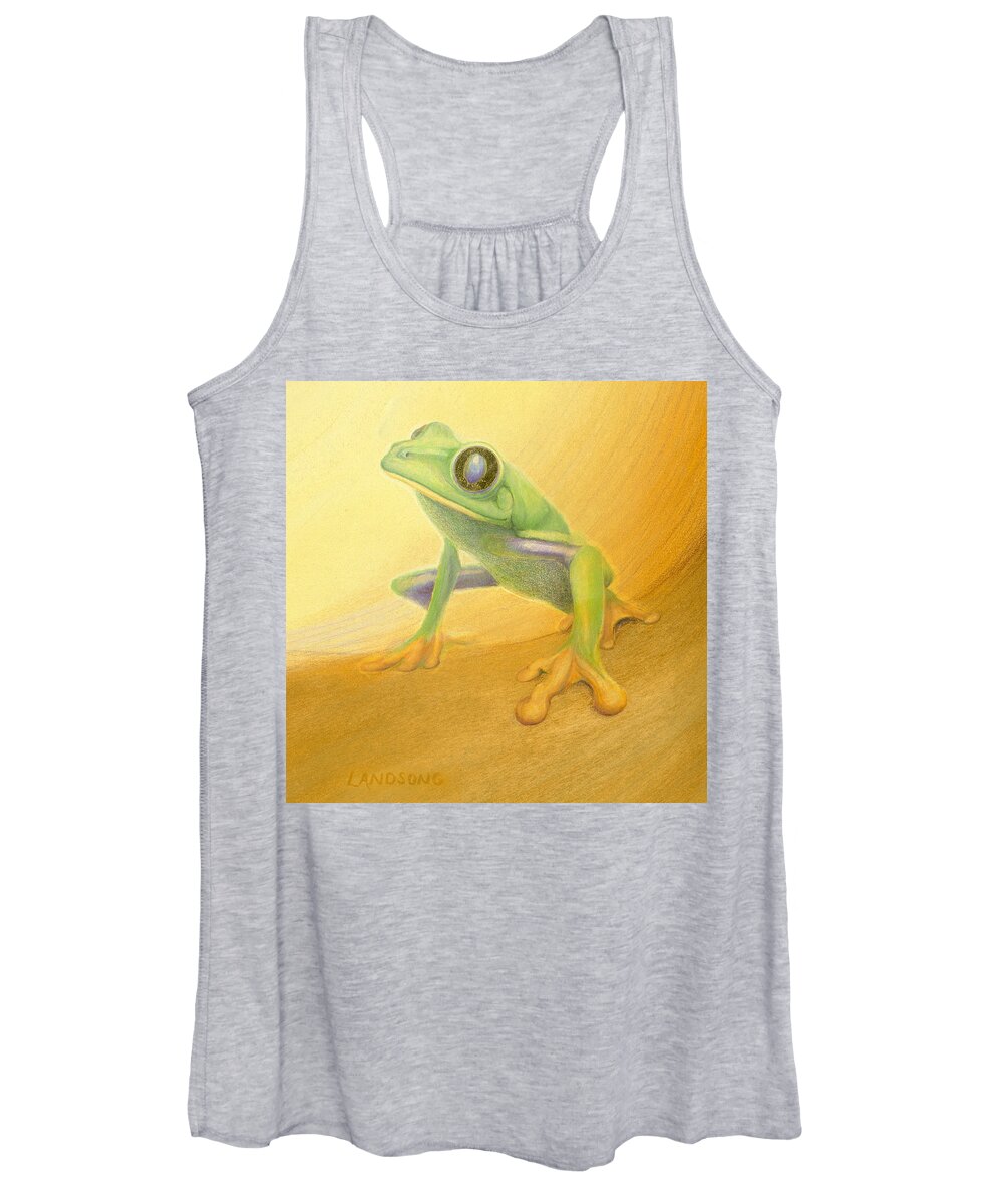 Animal Women's Tank Top featuring the painting My Frog by Robin Aisha Landsong