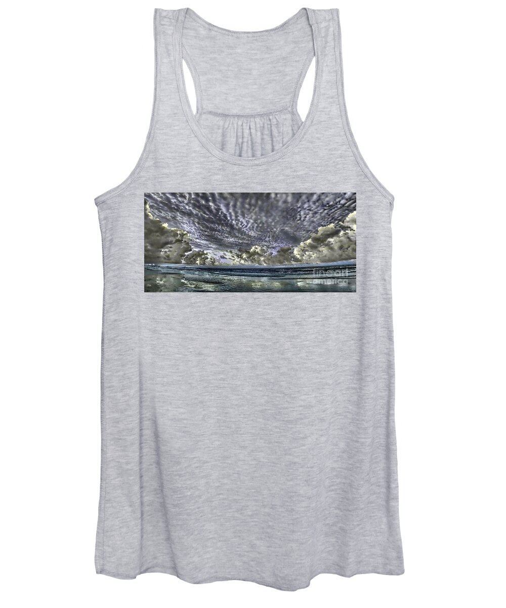 Sunrise Women's Tank Top featuring the photograph Myrtle Beach Hand Tinted Panorama Sunrise by Jeff Breiman
