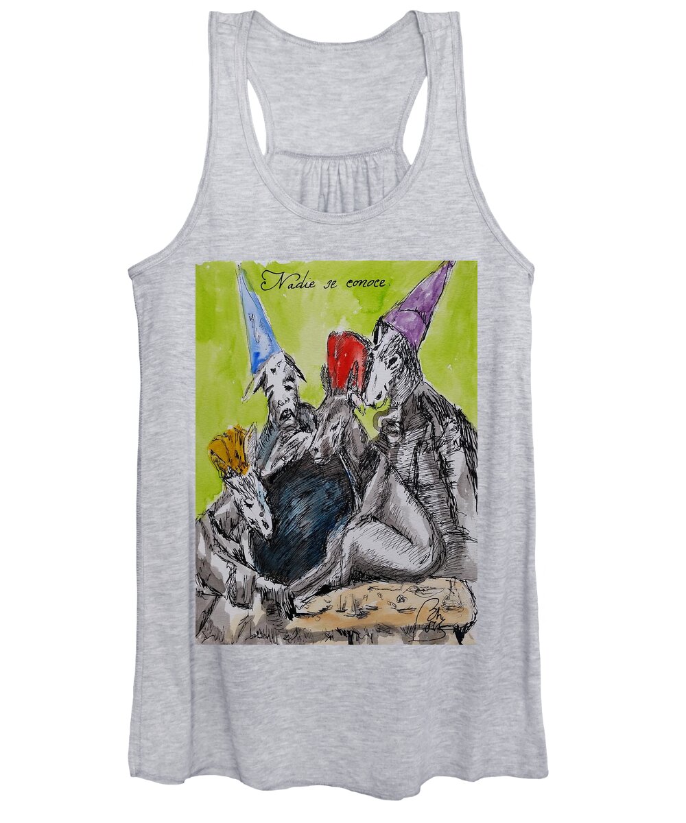Keywords: Politician Women's Tank Top featuring the painting Nadie se conoce.Nobody knows himself Satiric Paintings IV by Bachmors Artist