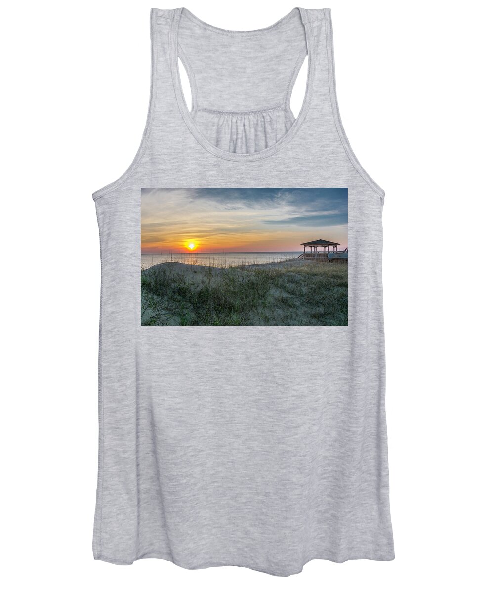 Nags Head Women's Tank Top featuring the photograph Nags Head Sunrise with Gazebo by WAZgriffin Digital