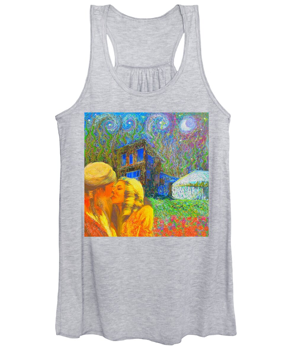 Impressionist Women's Tank Top featuring the painting Nalnee and James by Hidden Mountain