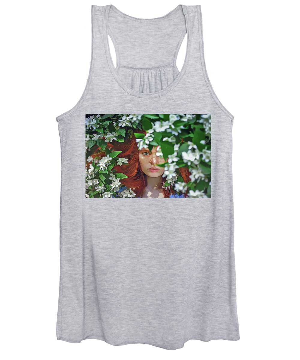 Nature Women's Tank Top featuring the painting Natures Elf by Harry Warrick