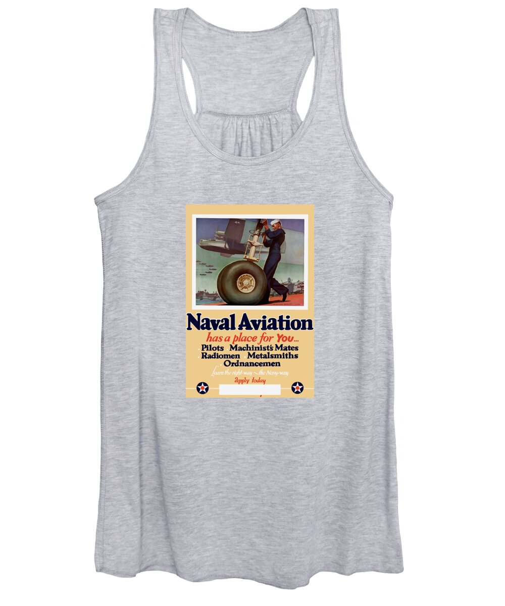 Navy Women's Tank Top featuring the painting Naval Aviation Has A Place For You by War Is Hell Store