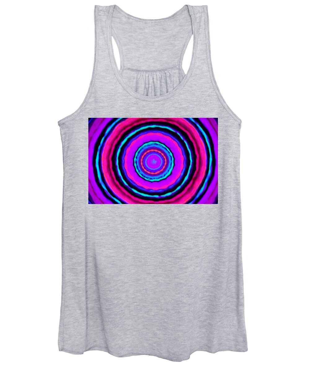 Round Ring Particle Women's Tank Top featuring the photograph Neon ripples of lights by Maria Aduke Alabi