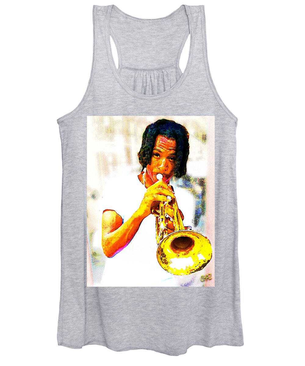New Orleans Women's Tank Top featuring the painting New Orleans Street Musician by CHAZ Daugherty