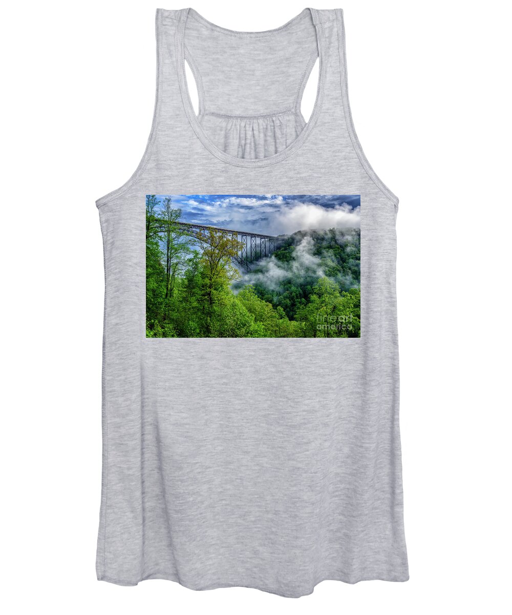 Usa Women's Tank Top featuring the photograph New River Gorge Bridge Morning by Thomas R Fletcher