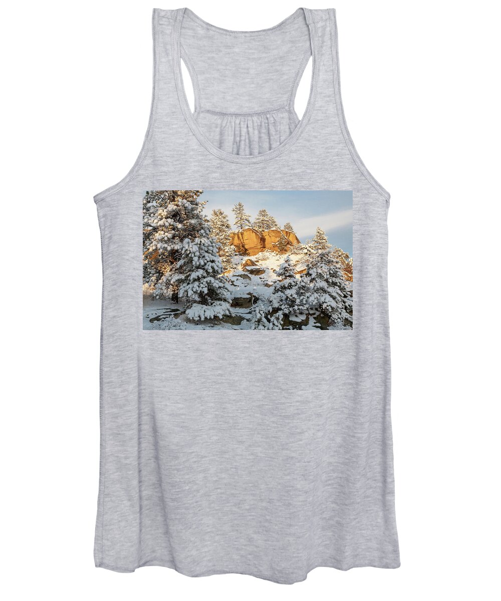 Rimrocks Women's Tank Top featuring the photograph New Snow on the Rims by Jack Bell