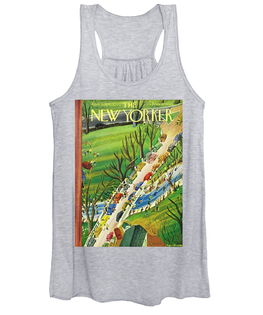 Fishermen Women's Tank Top featuring the painting New Yorker April 5 1941 by Roger Duvoisin