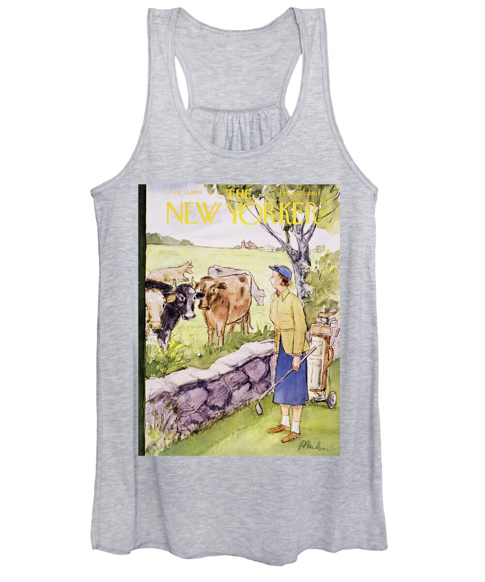 Golf Women's Tank Top featuring the painting New Yorker June 11 1955 by Perry Barlow