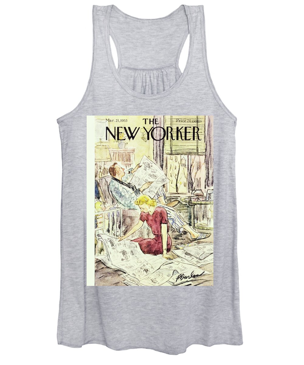 Couple Women's Tank Top featuring the painting New Yorker March 21 1953 by Perry Barlow