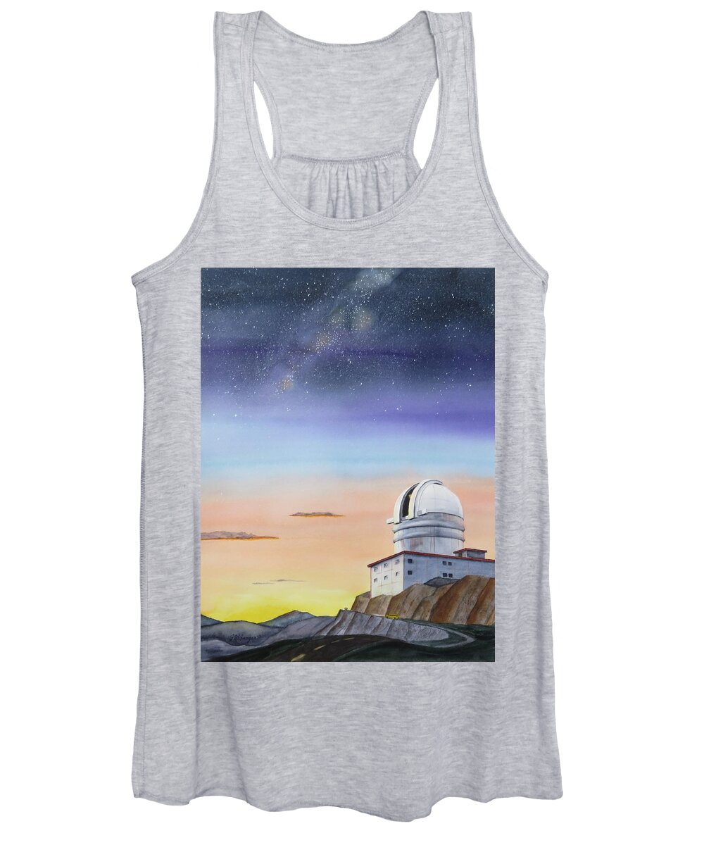 Telescope Women's Tank Top featuring the painting Night Shift by Joseph Burger