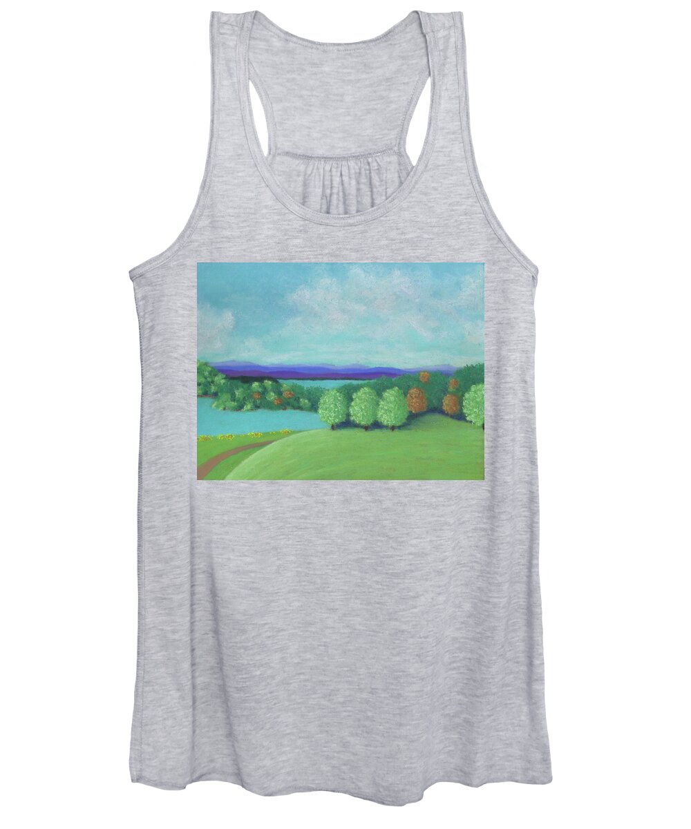 Olana Overlook Women's Tank Top featuring the pastel No Wonder He Lived Here by Anne Katzeff