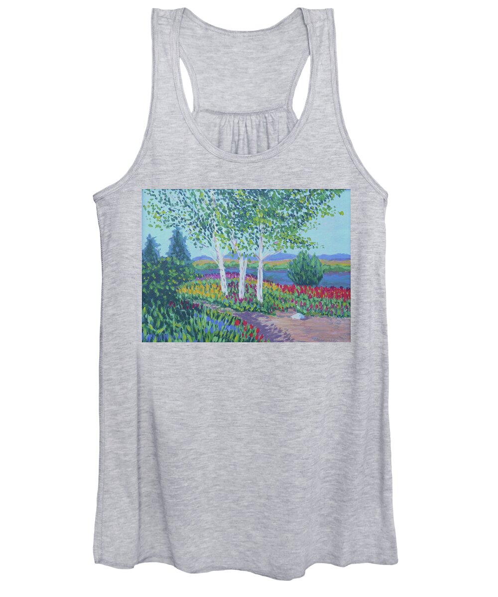 Landscape Women's Tank Top featuring the painting Northwest Tulips by Stan Chraminski
