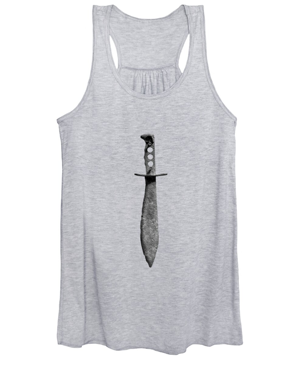 Antique Women's Tank Top featuring the photograph Not a Bowie Knife on Plywood 75 in BW by YoPedro