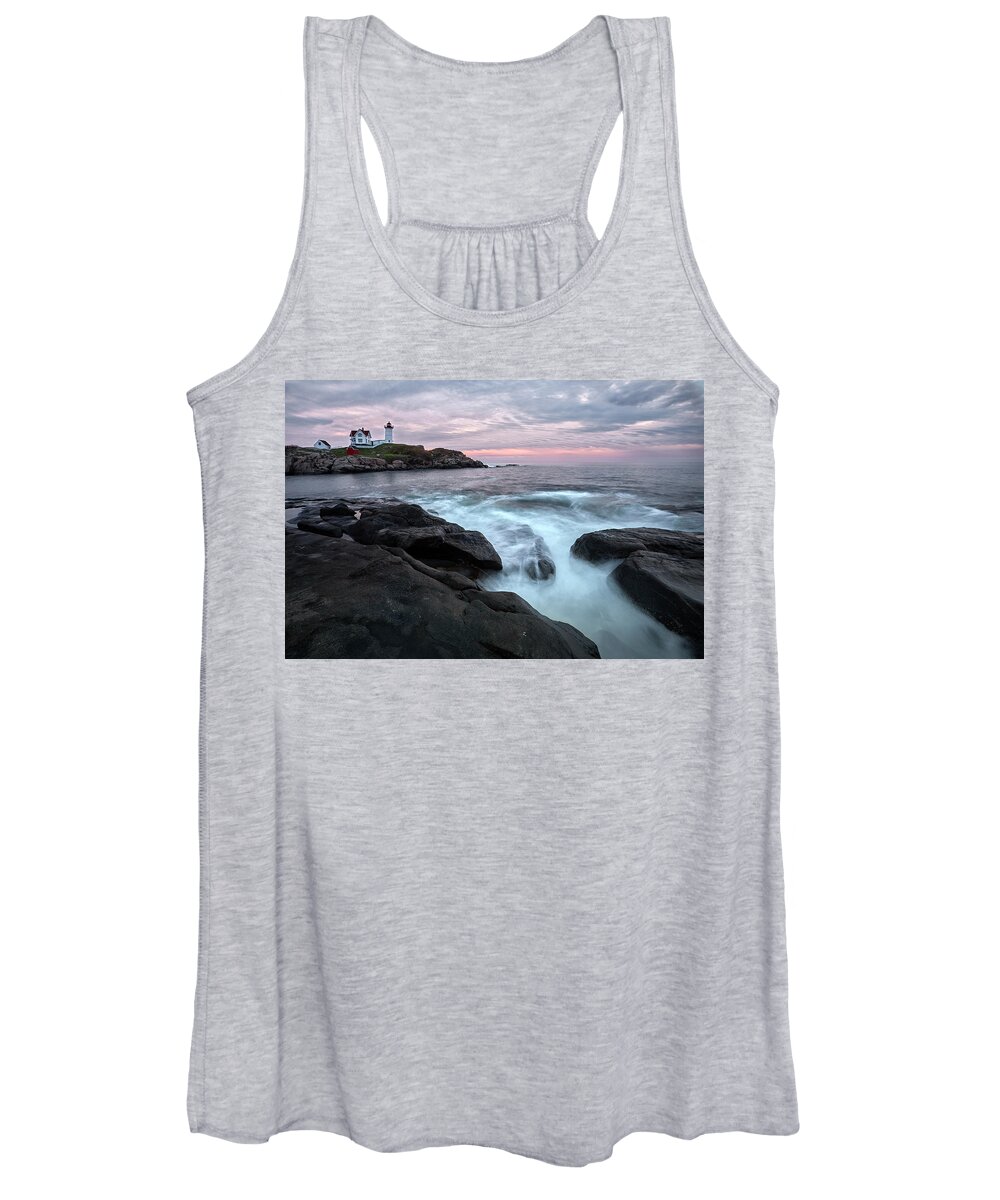 Jon Evan Glaser Women's Tank Top featuring the photograph Nubble Lighthouse of Maine by Jon Glaser