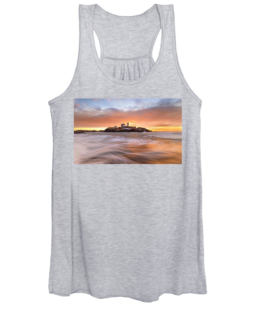 Nubble Lighthouse Women's Tank Top featuring the photograph Nubble Lighthouse by Rob Davies