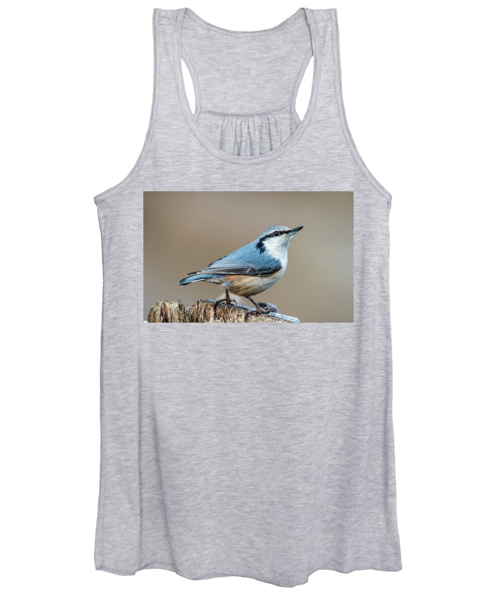 Nuthatch Women's Tank Top featuring the photograph Nuthatch's pose by Torbjorn Swenelius