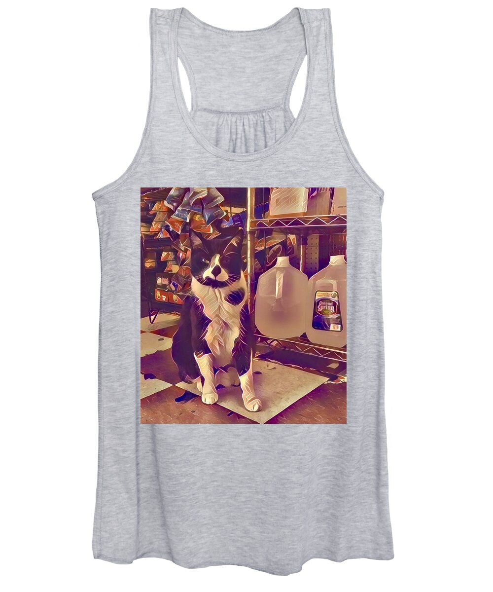 Cats Women's Tank Top featuring the digital art NYC Bodega Cat by Gina Callaghan