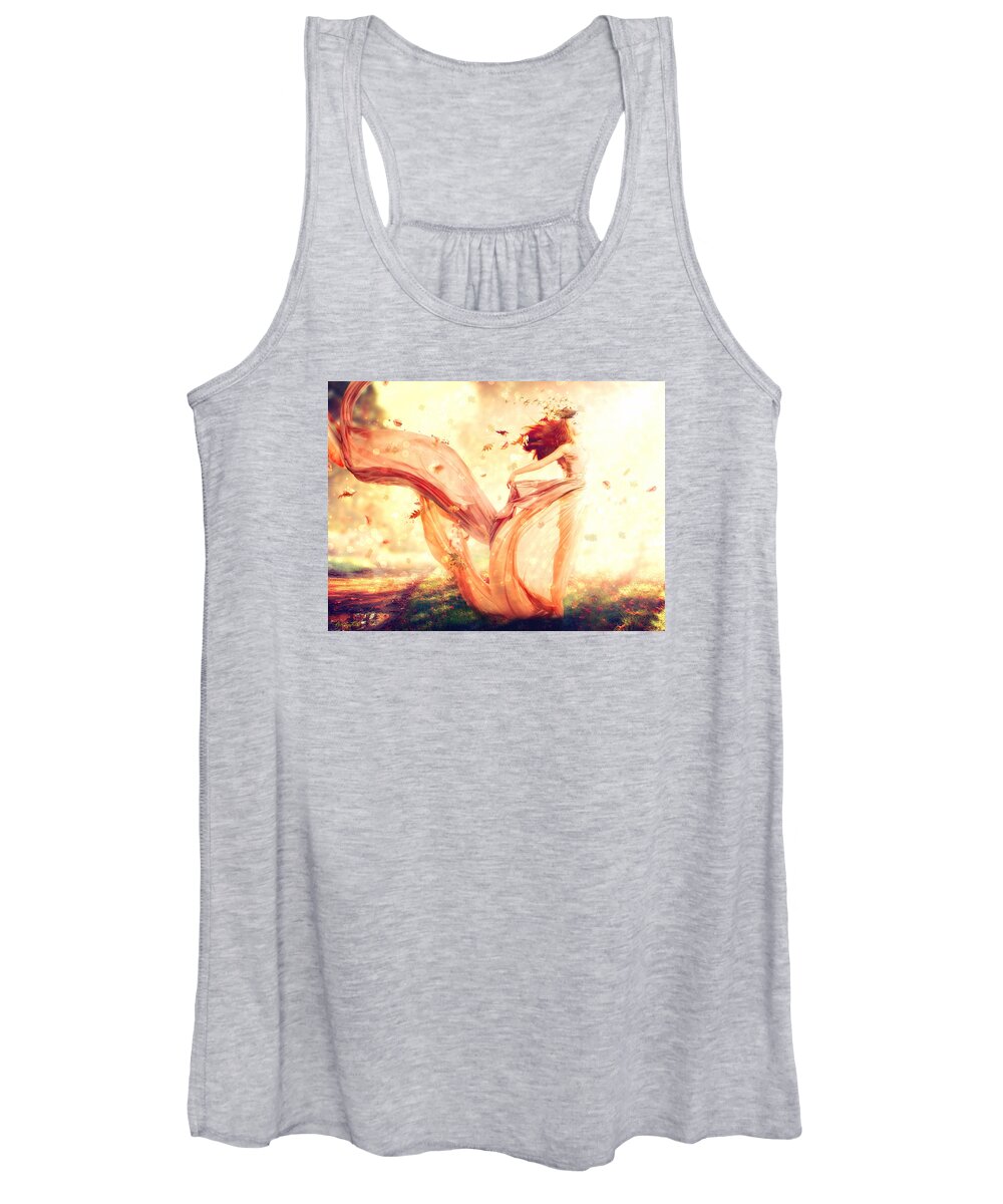 Nymph Of October Women's Tank Top featuring the digital art Nymph of October by Lilia S