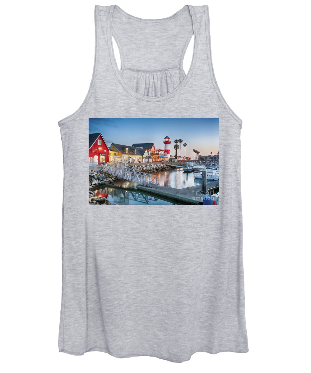 California Women's Tank Top featuring the photograph Oceanside Harbor Village at Dusk by David Levin