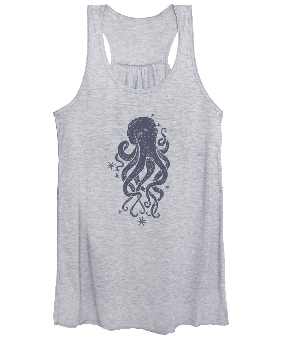 Painting Women's Tank Top featuring the painting Octopus Squiggly King Of The Sea Pattern by Little Bunny Sunshine