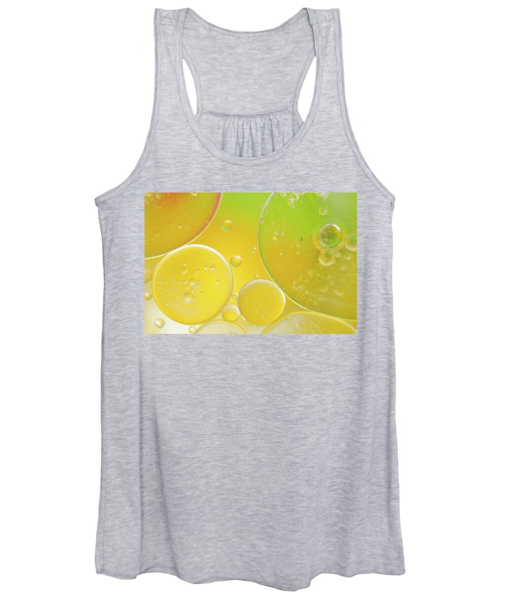 Water Women's Tank Top featuring the photograph Oil and water bubbles by Andy Myatt
