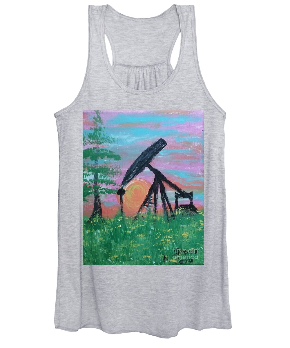 Oil At Sunrise Women's Tank Top featuring the painting Oil At Sunrise by Seaux-N-Seau Soileau