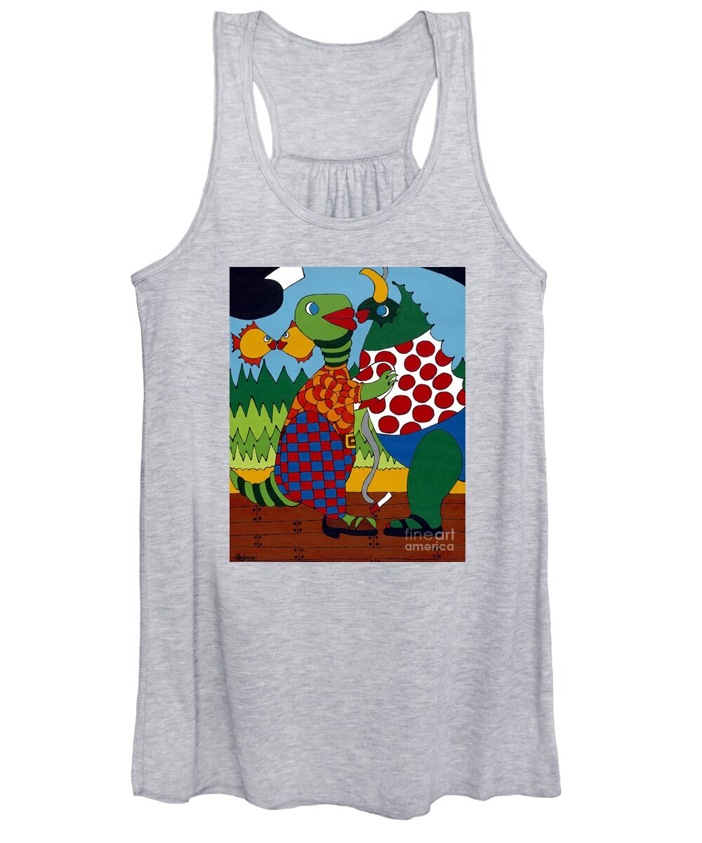 Monsters Women's Tank Top featuring the painting Old Folks Dancing by Rojax Art