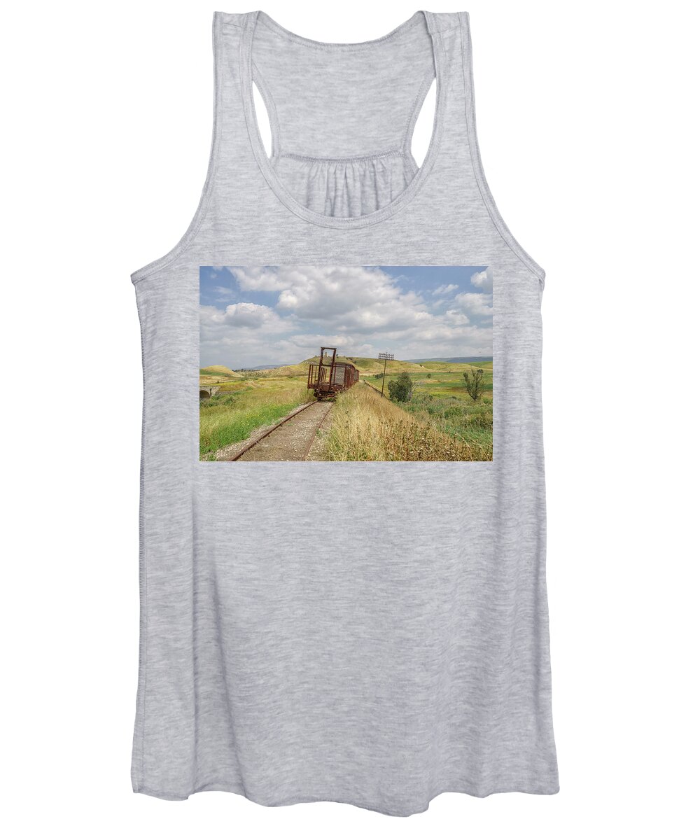 Sky Women's Tank Top featuring the photograph Jezre'el Valley Old Railway Station by Uri Baruch
