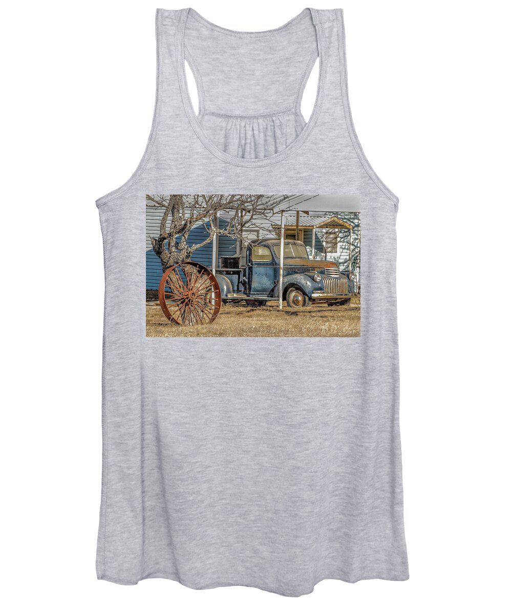 Pickup Women's Tank Top featuring the photograph Old pickup truck by Peggy Blackwell