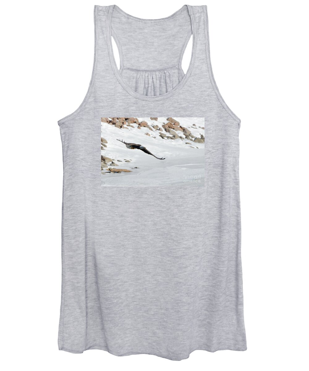 Bald Eagle Bird Fly Flying Hunt Hunting Nature Wildlife Women's Tank Top featuring the photograph On the Hunt 3291 by Ken DePue