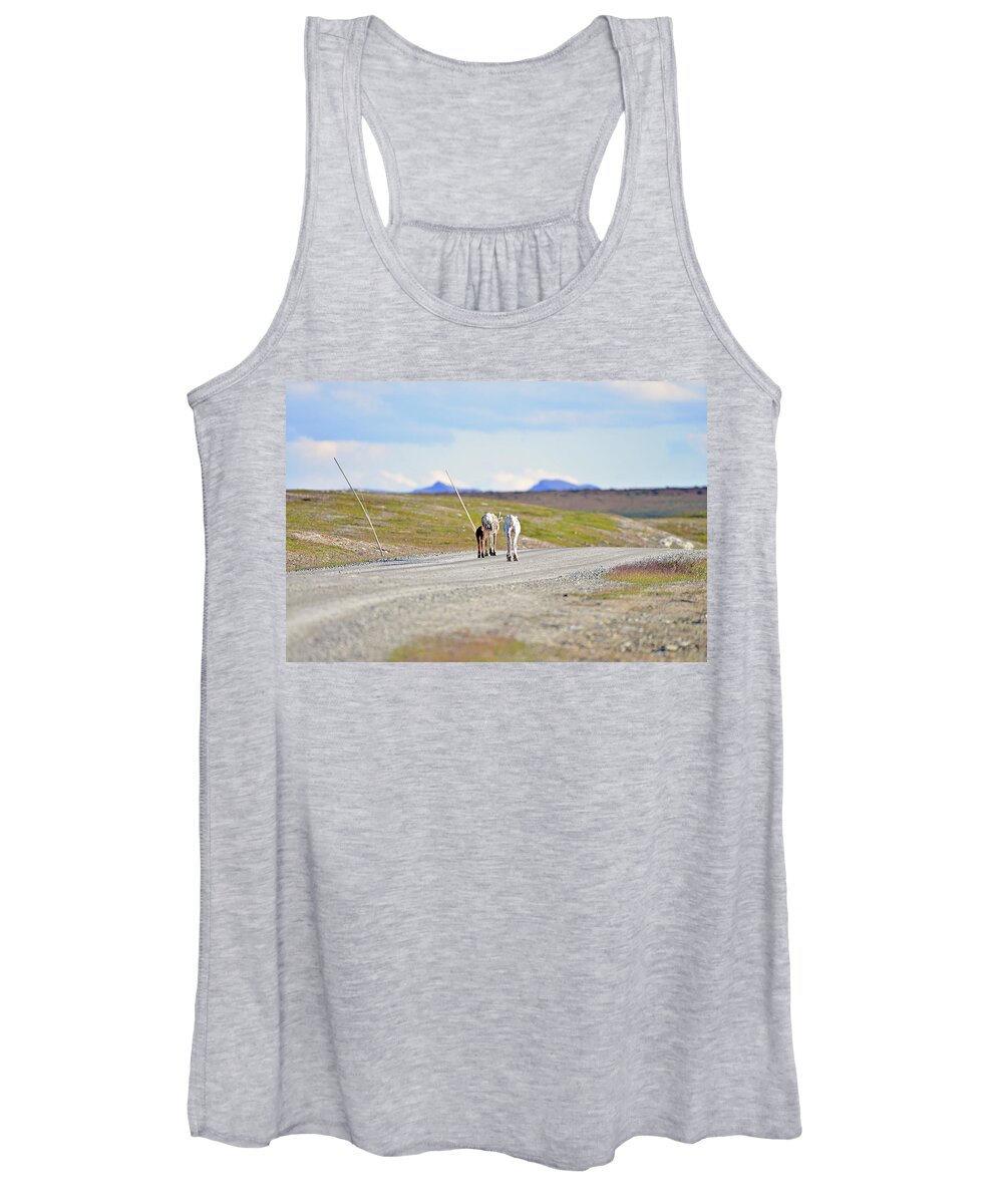 Sweden Women's Tank Top featuring the pyrography On the way by Magnus Haellquist