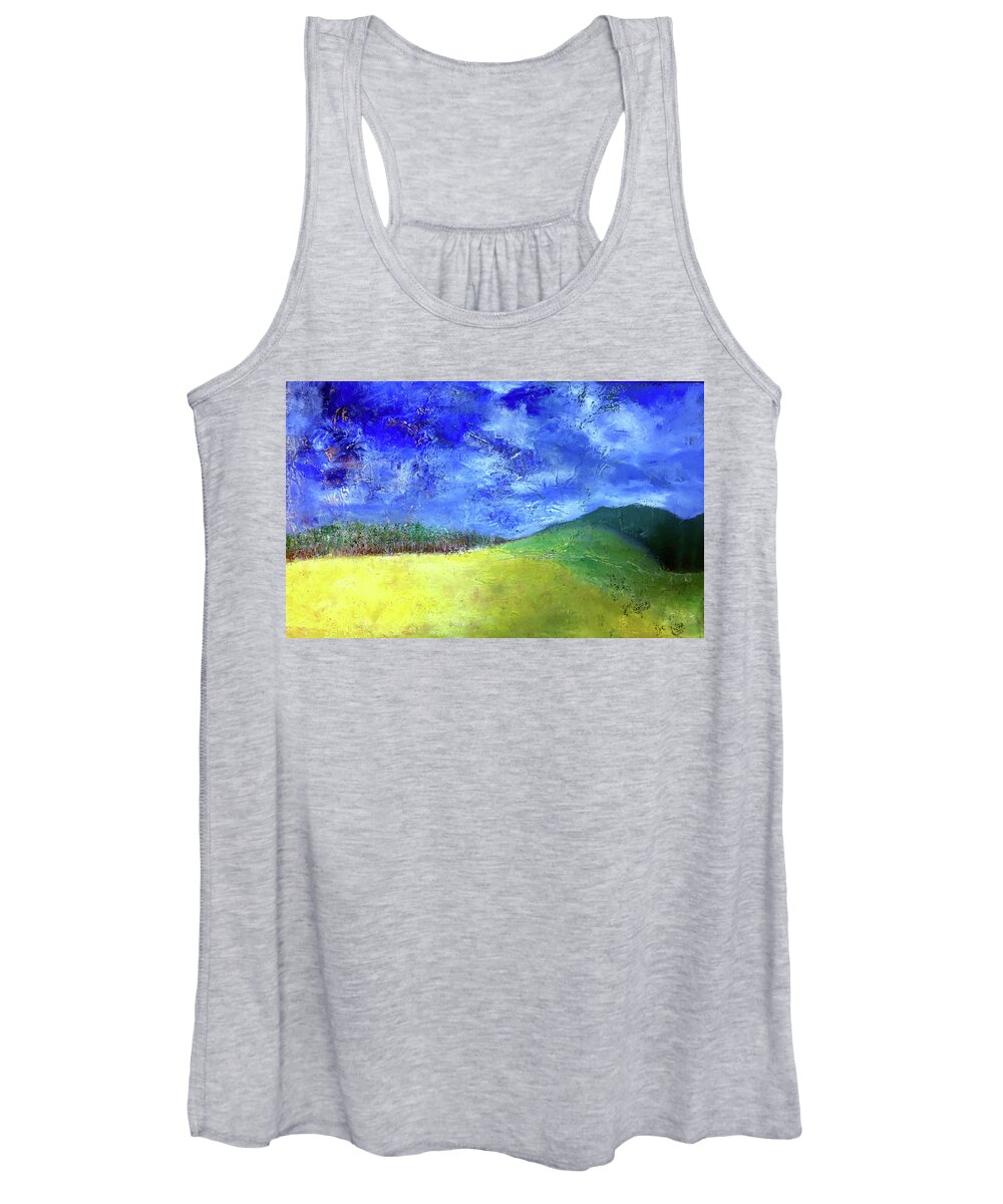 Impressionist Women's Tank Top featuring the painting Opening Scene Of A Bbc Crime Drama by Dennis Ellman