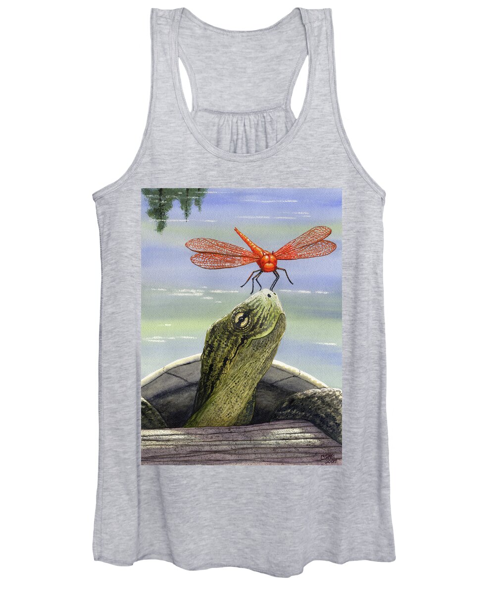 Dragonfly Women's Tank Top featuring the painting Orange Dragonfly by Catherine G McElroy