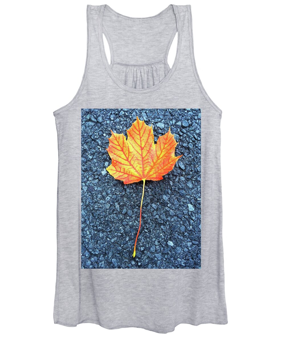 Maple Women's Tank Top featuring the photograph Orange maple leaf by GoodMood Art