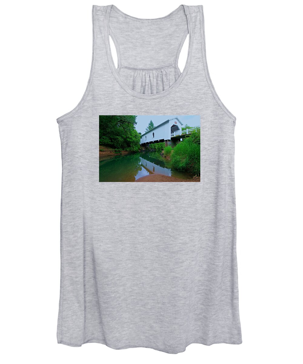 Oregon Women's Tank Top featuring the photograph Oregon Covered Bridge by Sean Sarsfield