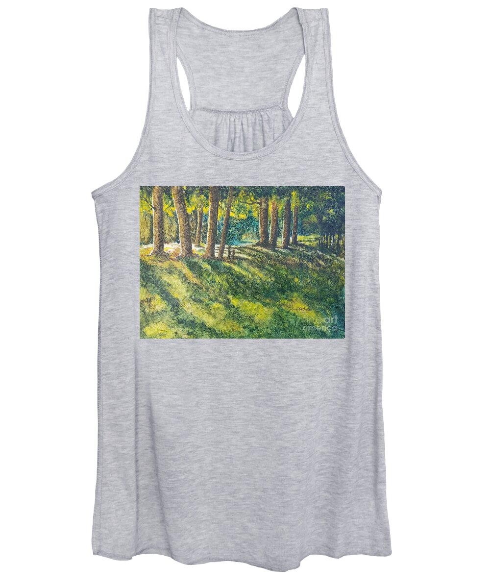 Trees Women's Tank Top featuring the painting Natural Light by Lisa Debaets