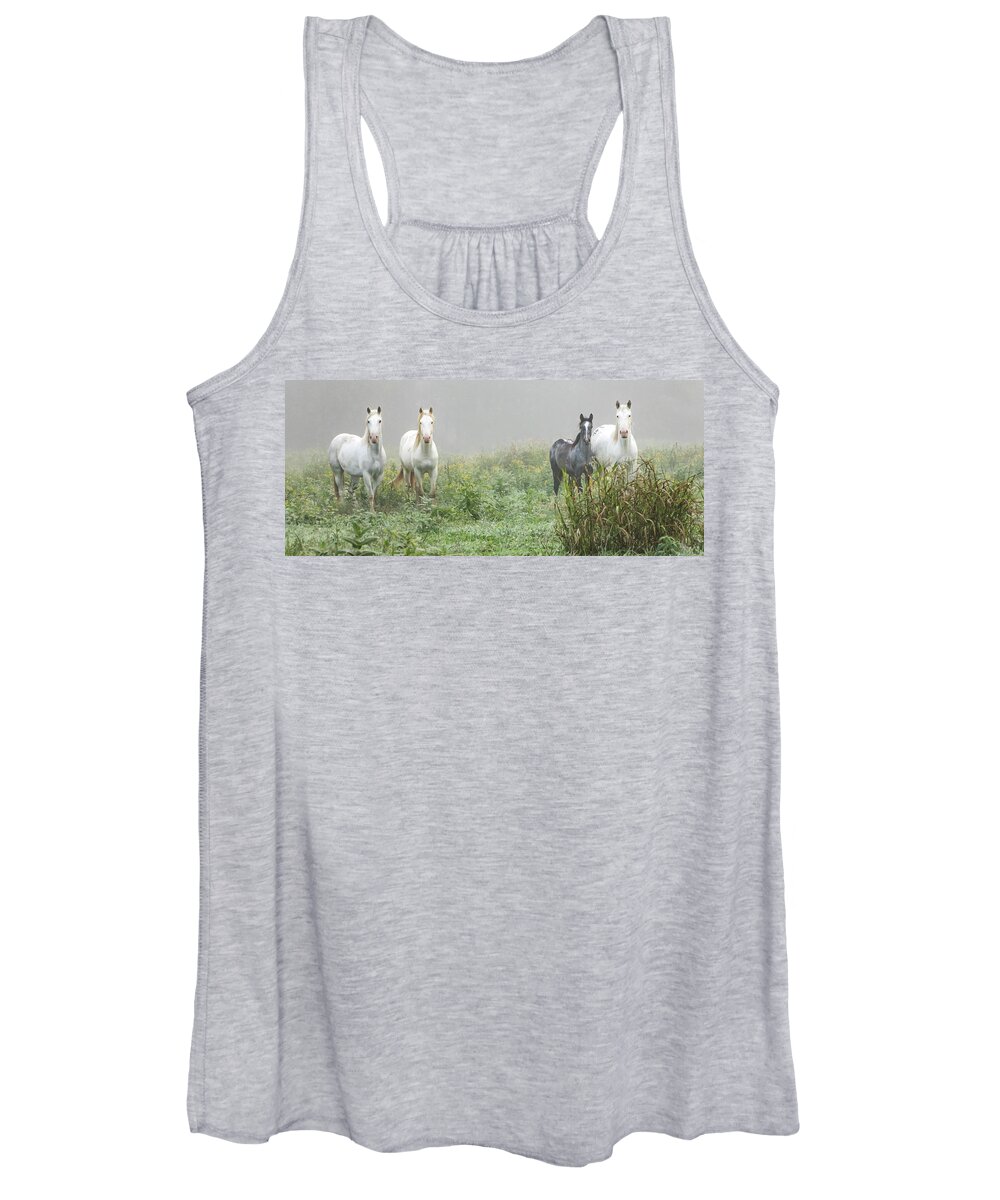 Wild Horses Women's Tank Top featuring the photograph Out of the Mist, 2 by Holly Ross