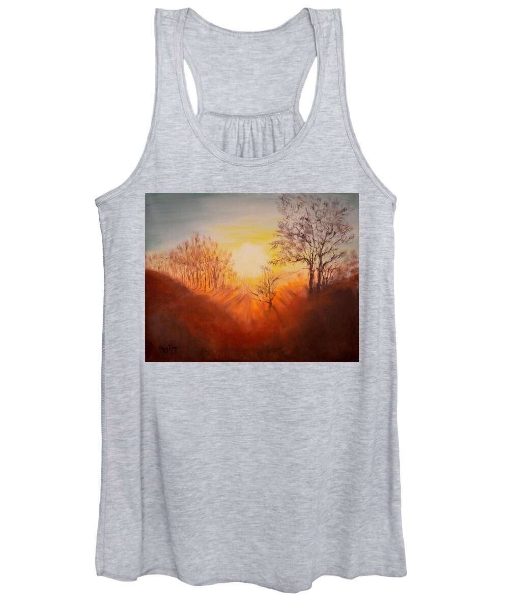 Welland River Women's Tank Top featuring the painting Out of the Winter Morning Mists - 2 by Peggy King