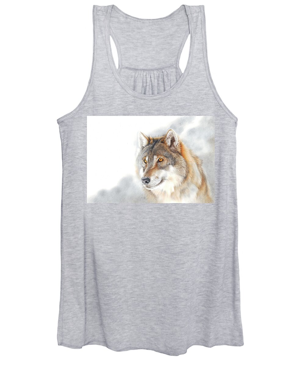 Wolf Women's Tank Top featuring the drawing Outlaw by Peter Williams