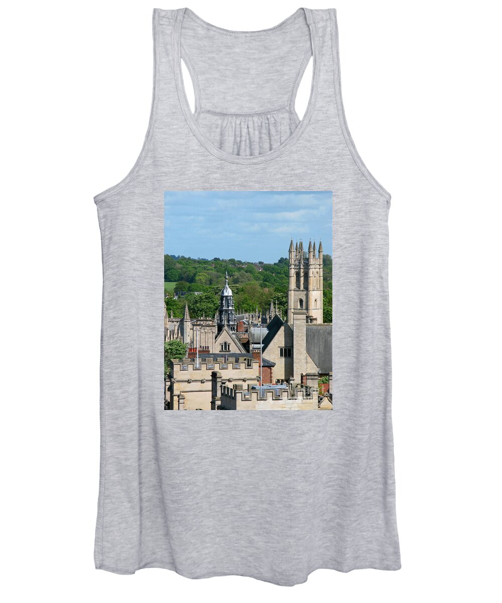 Oxford Women's Tank Top featuring the photograph Oxford Tower View by Ann Horn