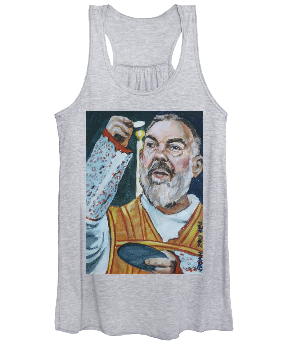 Padre Pio Women's Tank Top featuring the painting Padre Pio by Bryan Bustard