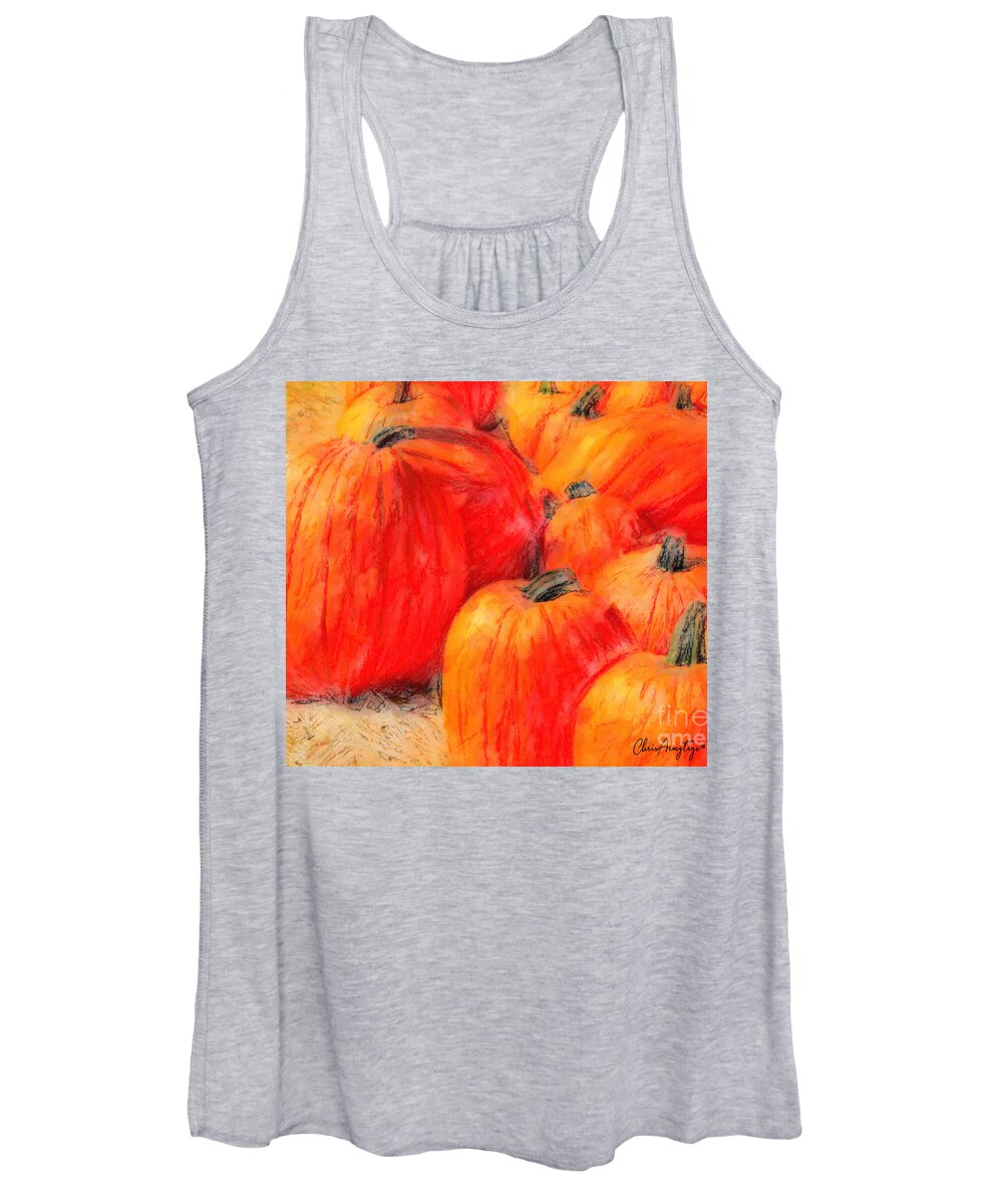 Pumpkins Women's Tank Top featuring the painting Painted Pumpkins by Chris Armytage