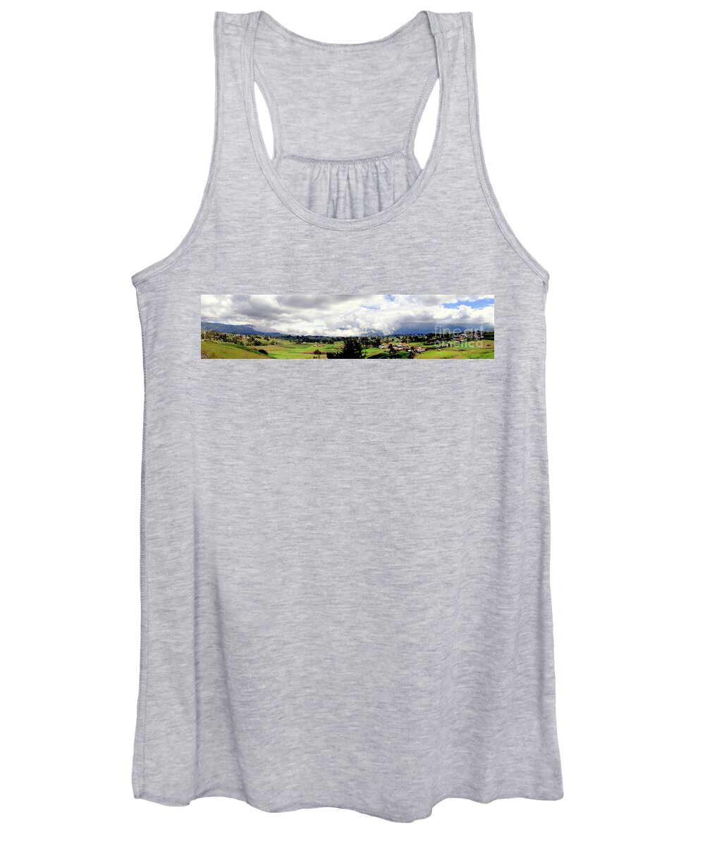 Pano Women's Tank Top featuring the photograph Panorama Of The Andes On The Way To Quito, Ecuador by Al Bourassa