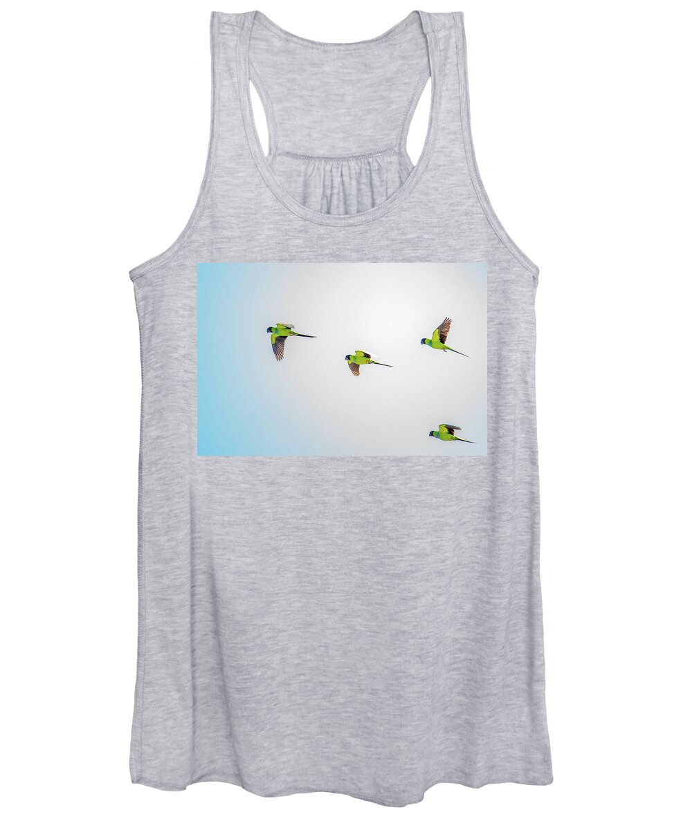 Blue Sky Women's Tank Top featuring the photograph Parrots on the Move by Todd Ryburn