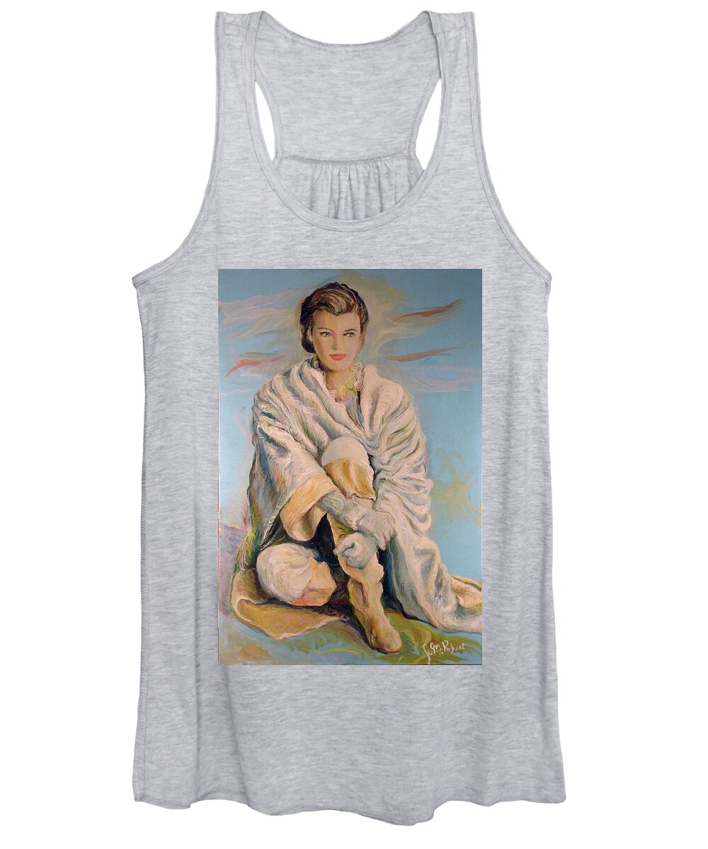 Oil Painting Women's Tank Top featuring the painting Paulina Porizkova by Jean-Marc Robert