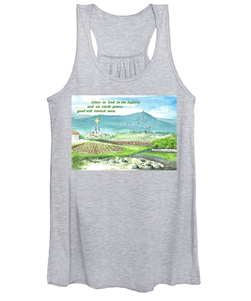 Christmas Women's Tank Top featuring the painting Peace and Good Will by Christina Verdgeline