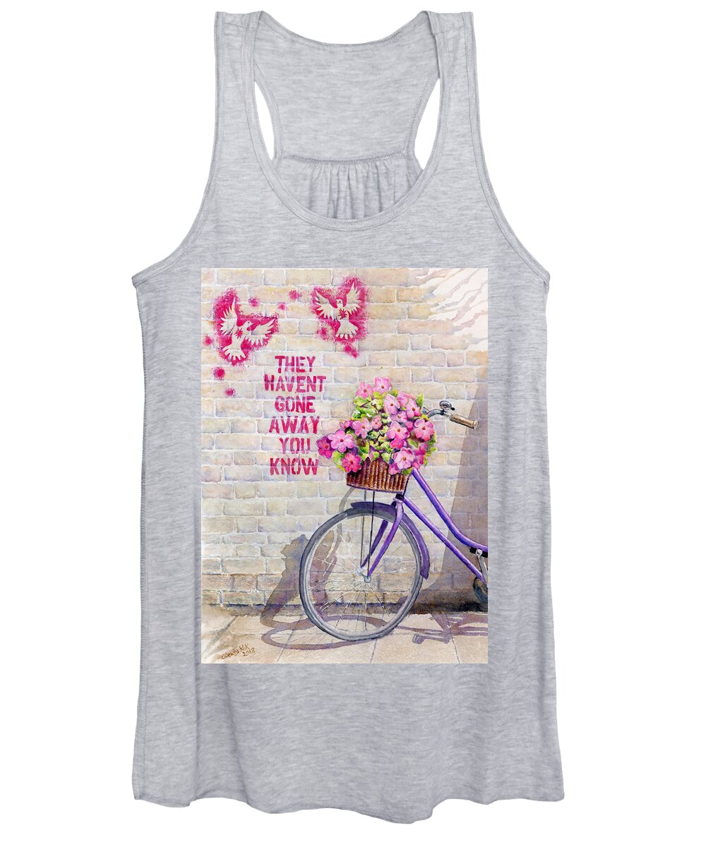 Bicycle Women's Tank Top featuring the painting Peace in Belfast by Wendy Keeney-Kennicutt