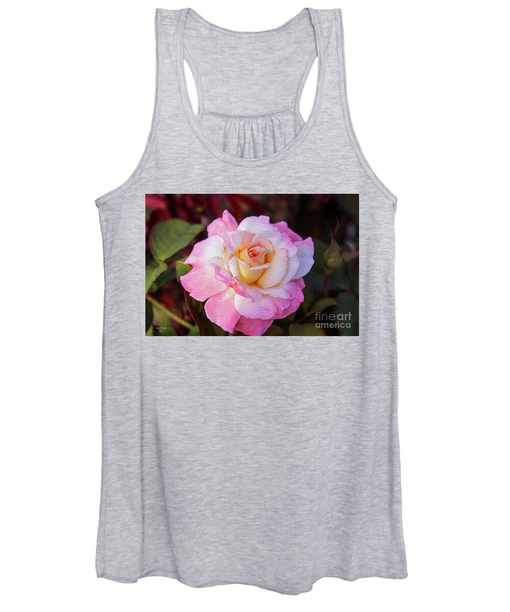 Rose Women's Tank Top featuring the digital art Peach and White Rose by DB Hayes
